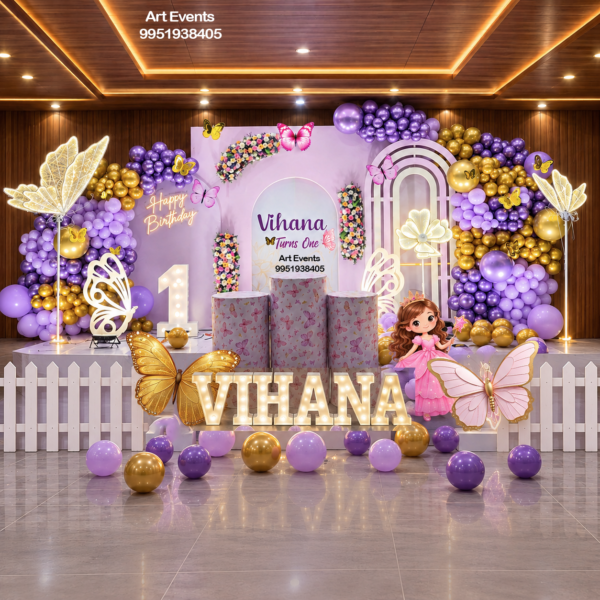 Purple & Gold Butterfly Princess Theme Decor TD#56